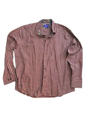 TALLIA Red and White Gingham Button-Down Shirt size 2xl